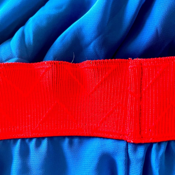 LuLaRoe Azure Brilliant Blue w/ Vivid Red Stretch Waistband Skirt - Picture 3 of 3